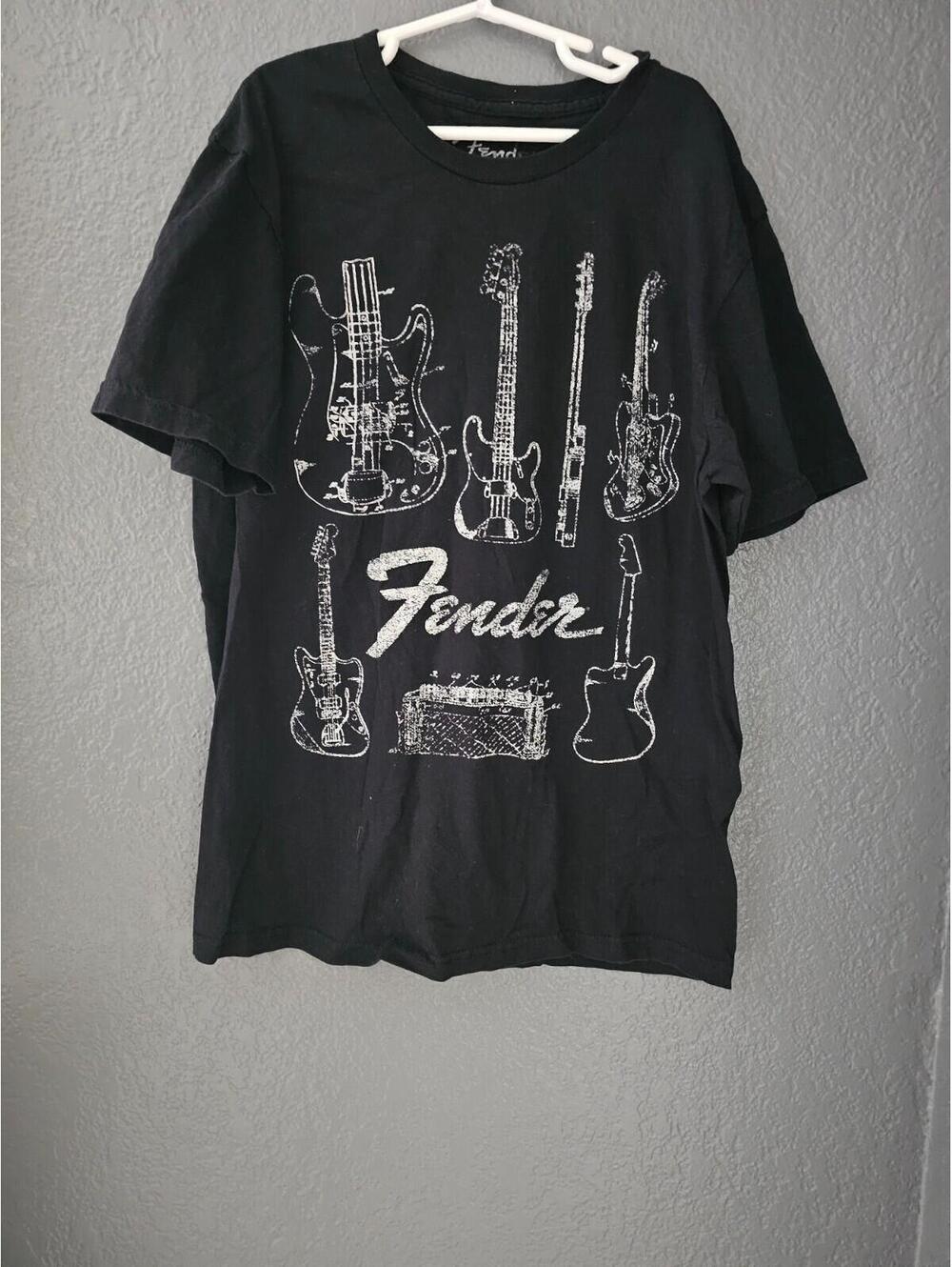 Women's 2024 Fender Guitar Shirt Size Small Black Short Sleeve 100% Cotton Rock